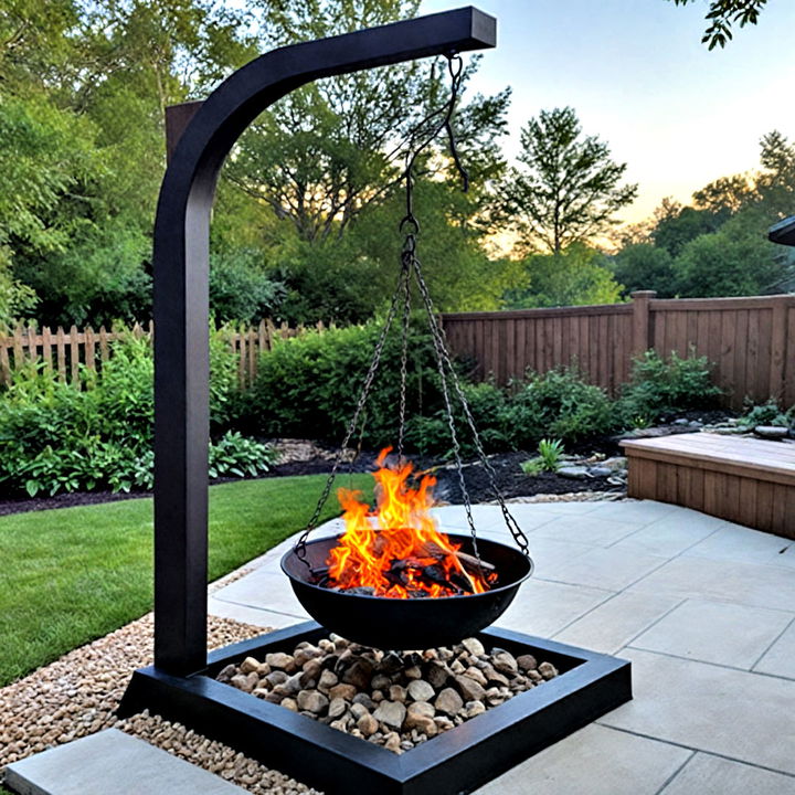 cozy hanging fire pit