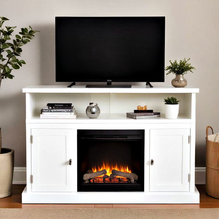 cozy media console fireplace