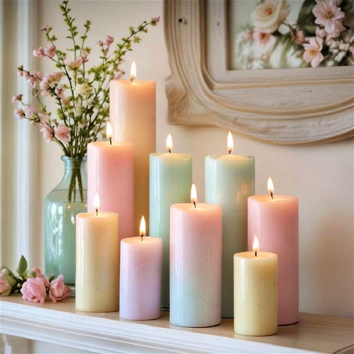 cozy pastel candle for mantel s decor