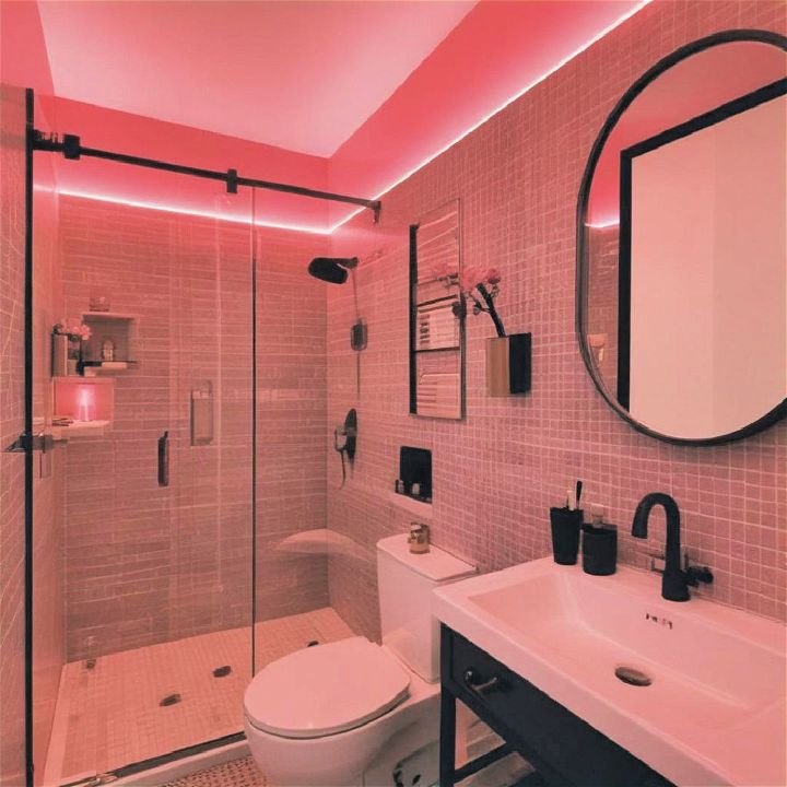 cozy pink lighting for bathroom