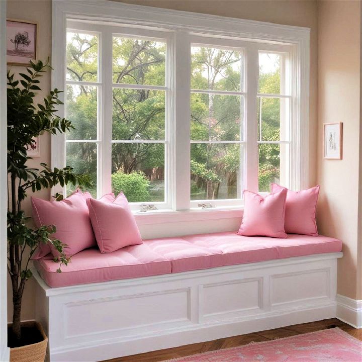 cozy pink window seat cushions
