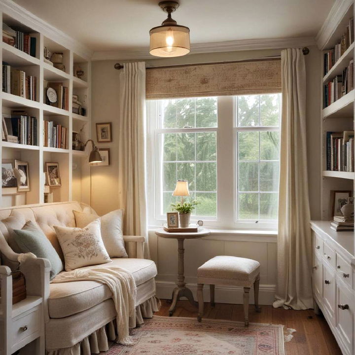 cozy reading nook for country bedroom