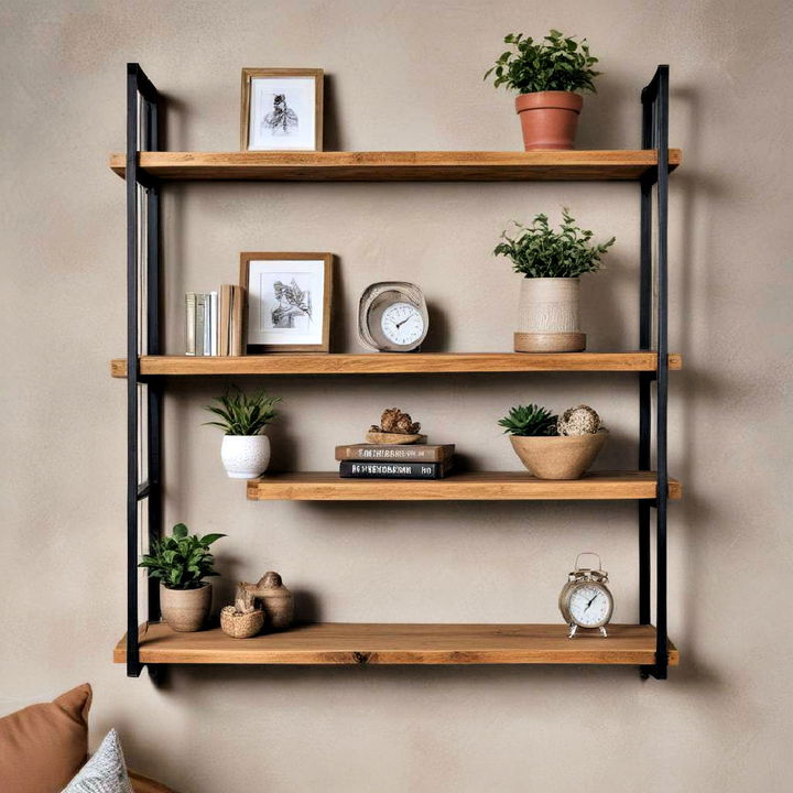 cozy rustic wooden shelves