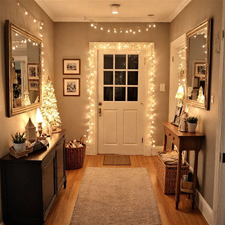 cozy string lights for entryway