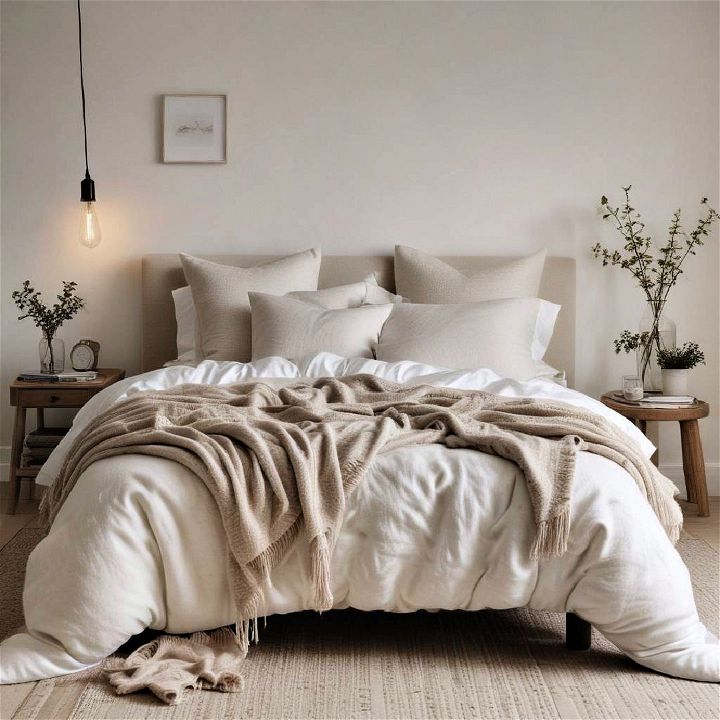 cozy textiles scandinavian bedroom