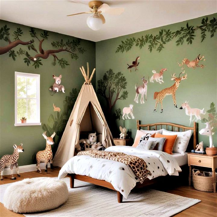 cozy woodland with animal themed paint
