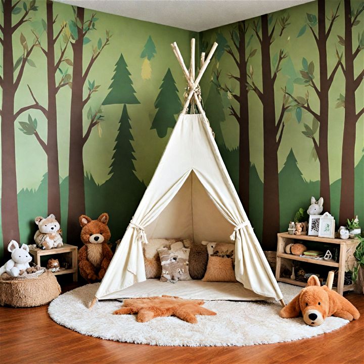 cozy woodlands and forest theme bedroom