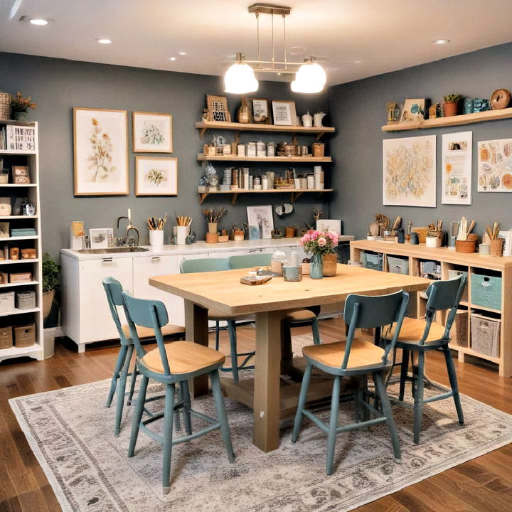 craft table and chairs for your basement