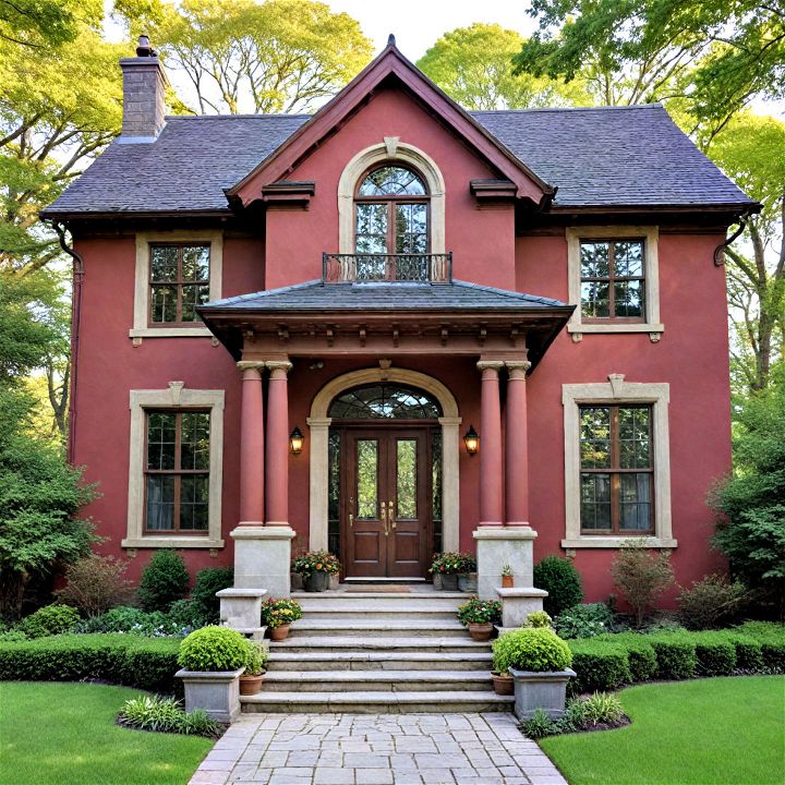 create a refined exterior with oxblood red