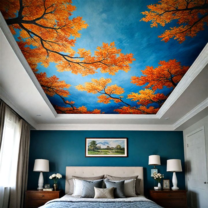 creative art murals on ceiling bedroom
