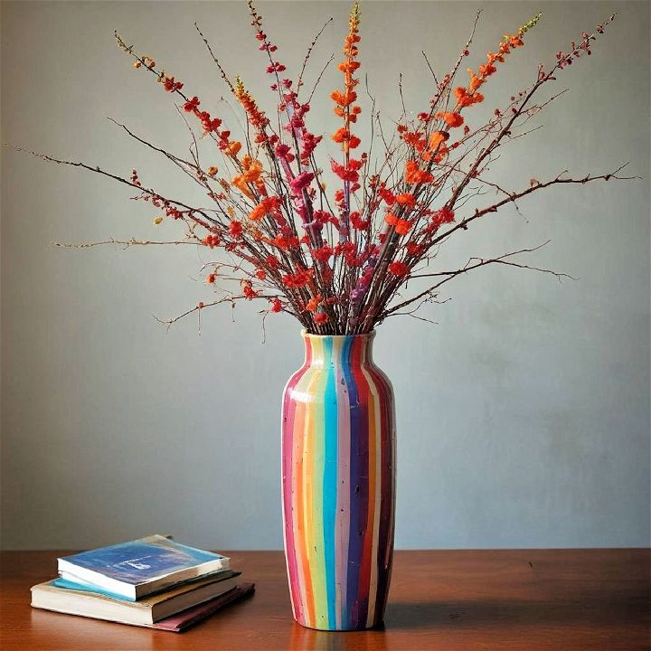 creative painted sticks vase
