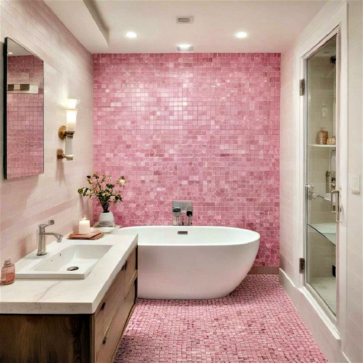 creative pink mosaic tiles design