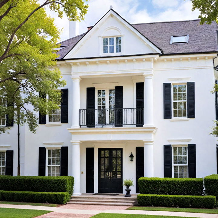 crisp white house with black shutters