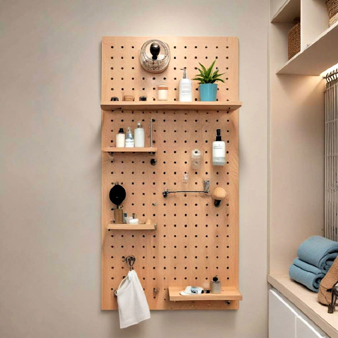 custom bathroom storage pegboard