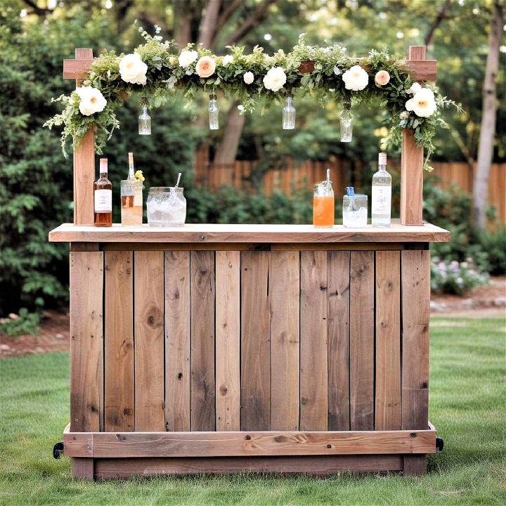 custom standing bar for backyard wedding