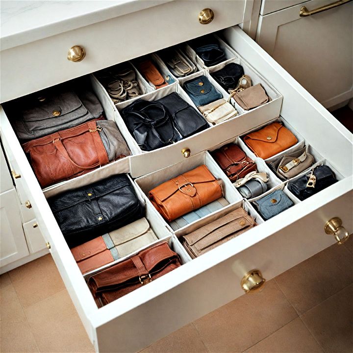 customized drawer organizers for storing purses