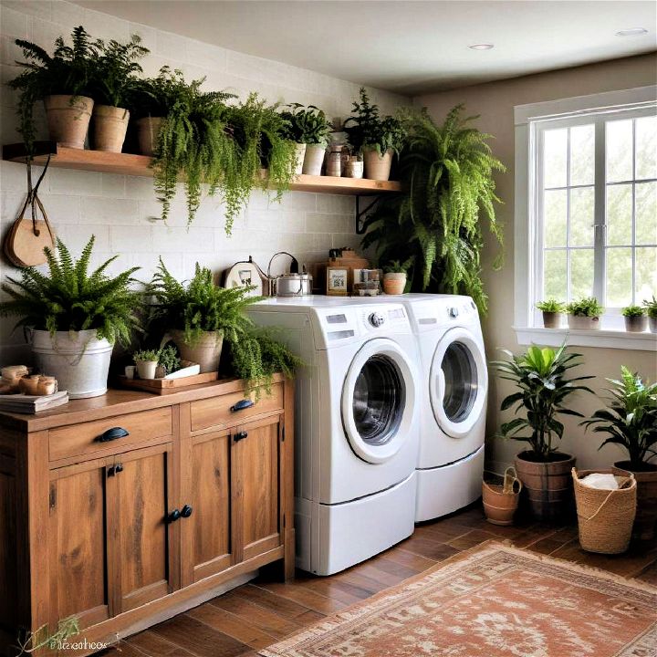 decorate with greenery for laundry room