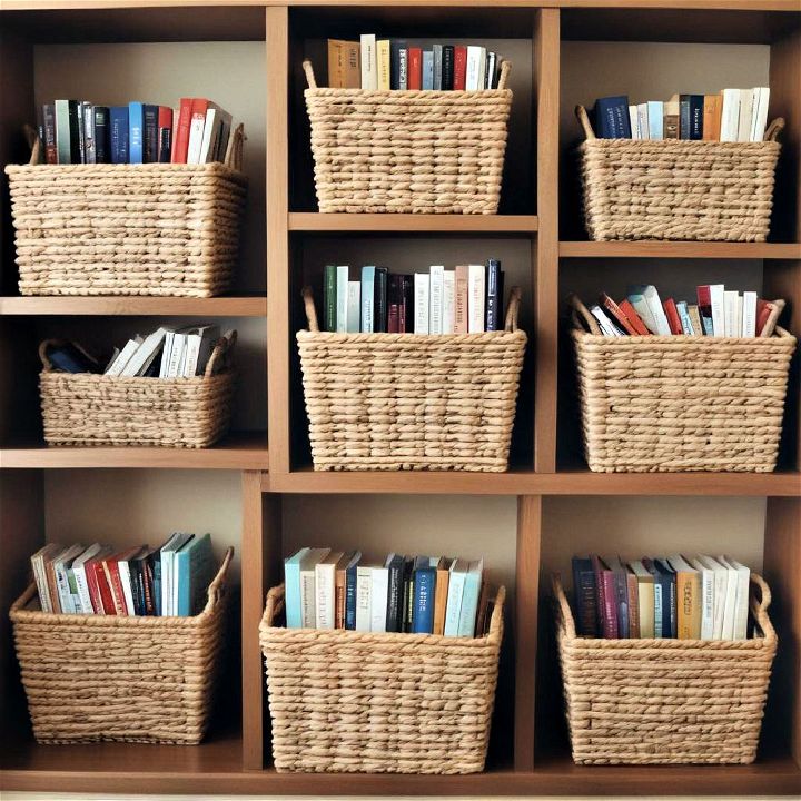 decorative baskets for paperbacks