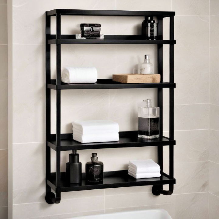 decorative black shelving units