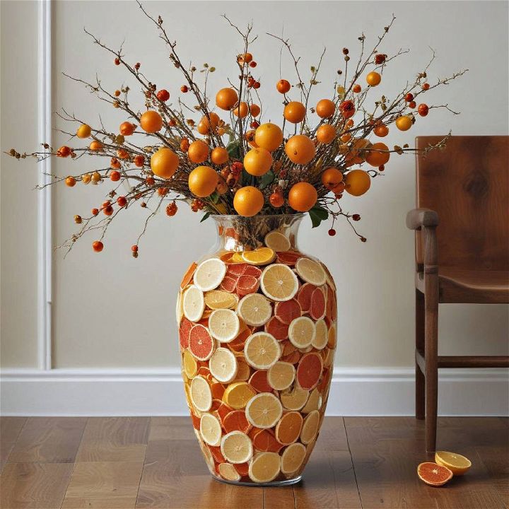 decorative dried citrus slices vase