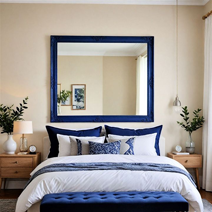 decorative navy blue bedroom mirror