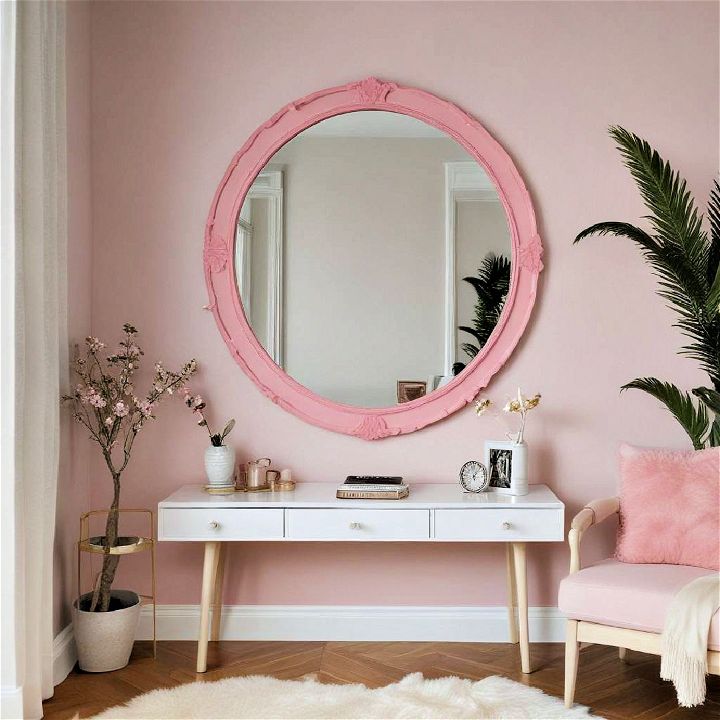 decorative piece pink mirror