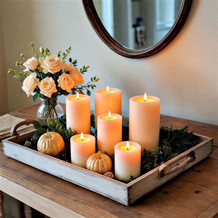 decorative tray with candles