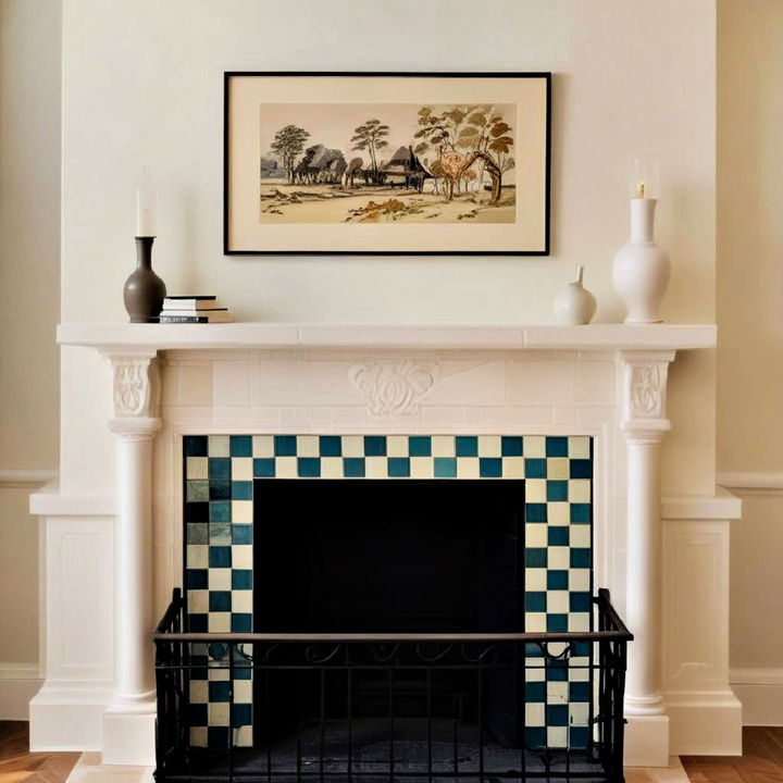 decorative vintage tile fireplace