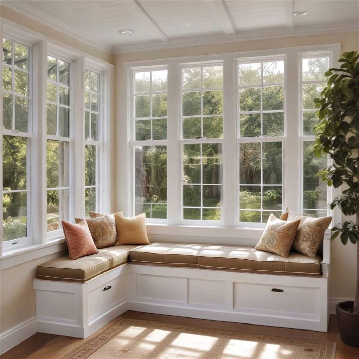 delightful window seats for small sunroom