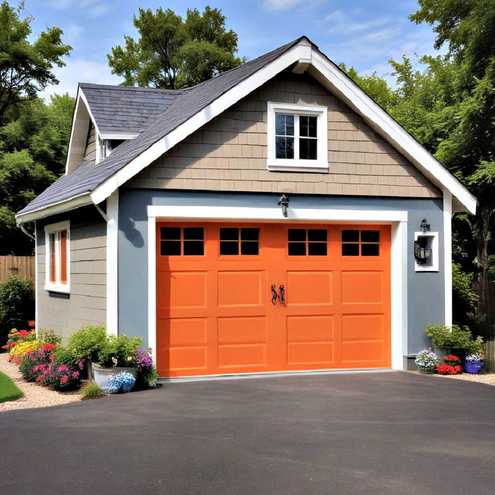 detached garage with a pop of color