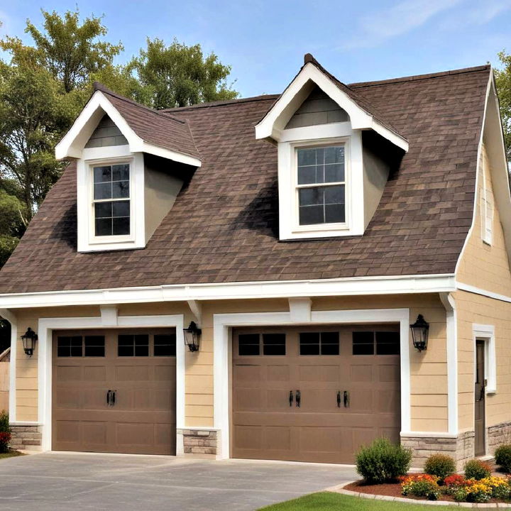 detached garage with dormers