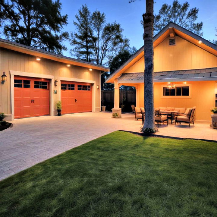 detached garage with patio