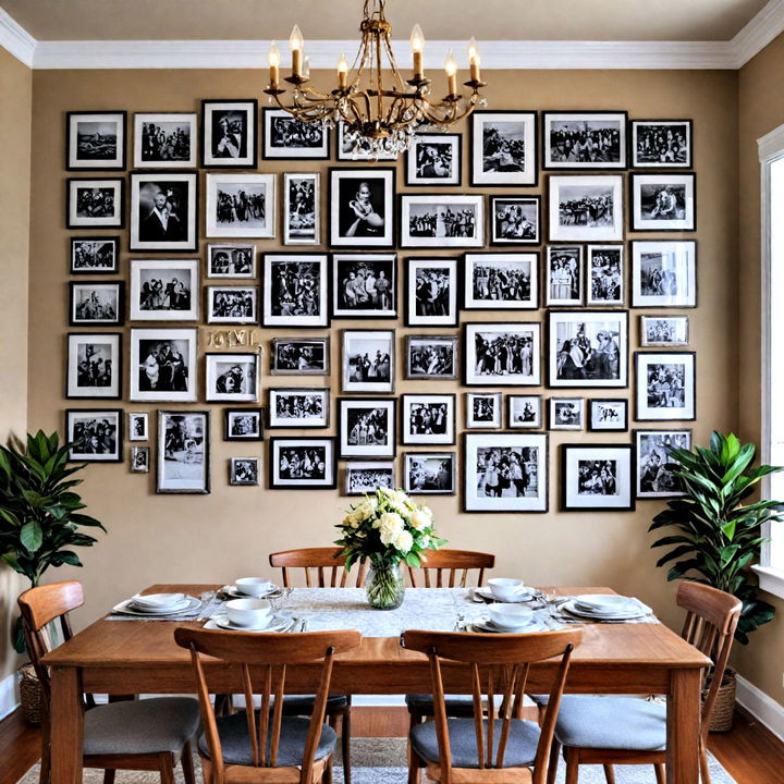 dining room photo collage wall