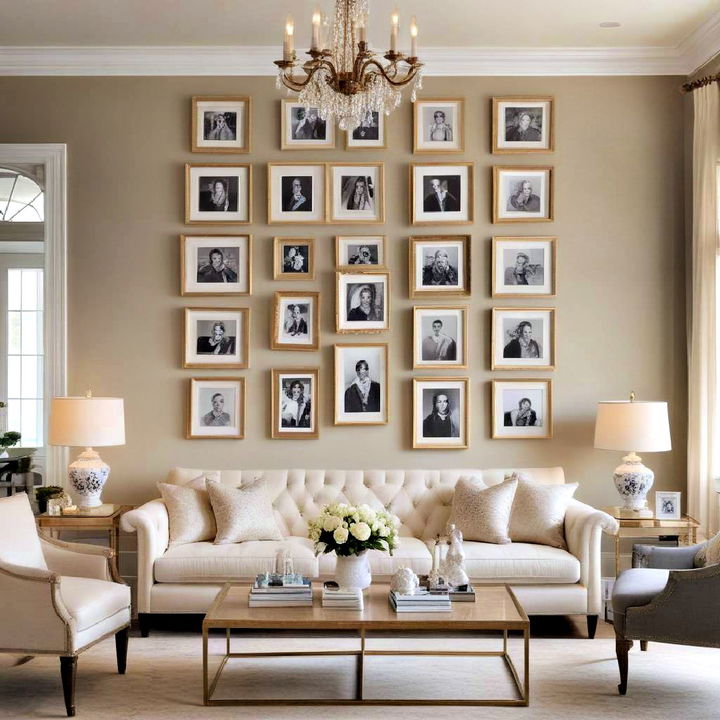 displaying family portraits in elegant frames