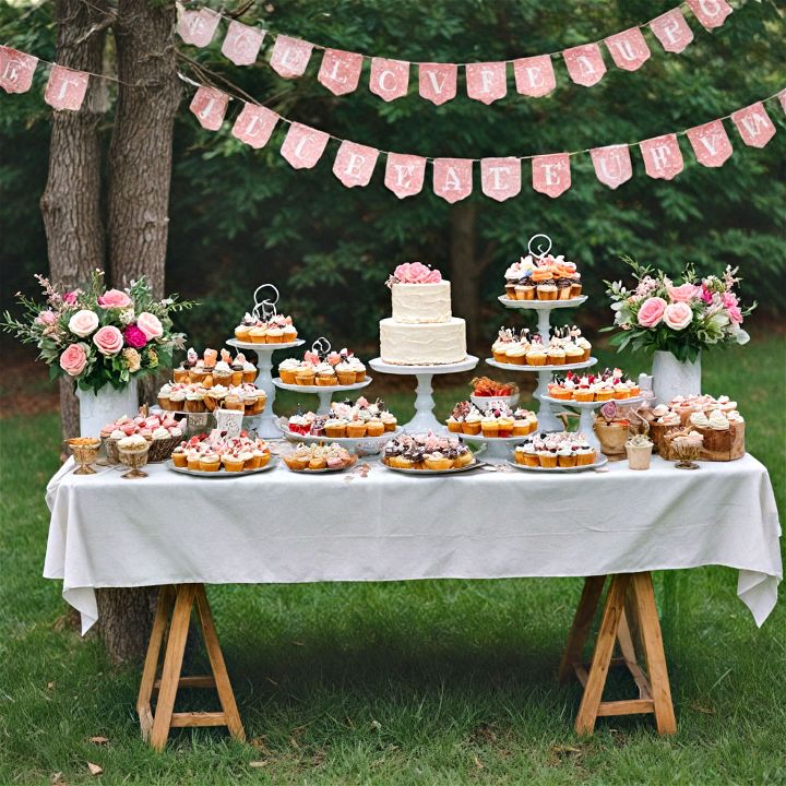 diy dessert table for backyard wedding