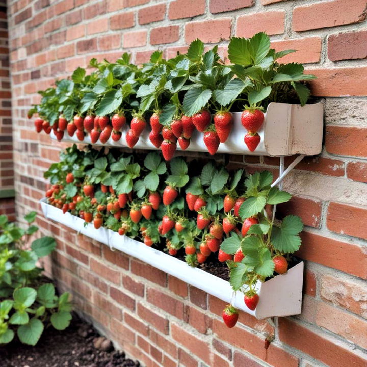 diy strawberry gutter planter