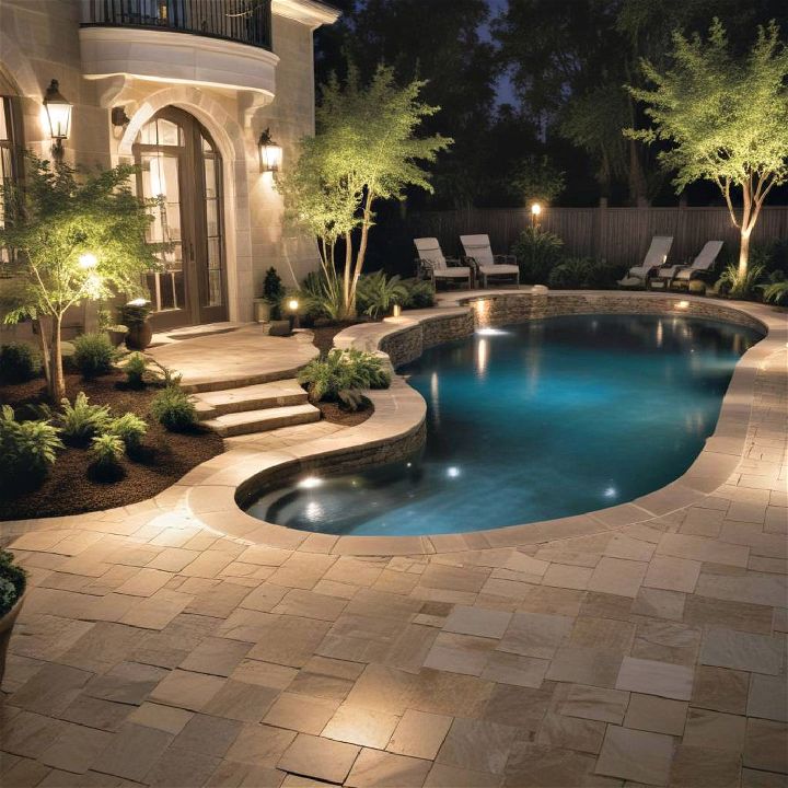 dramatic lighting for pool patio