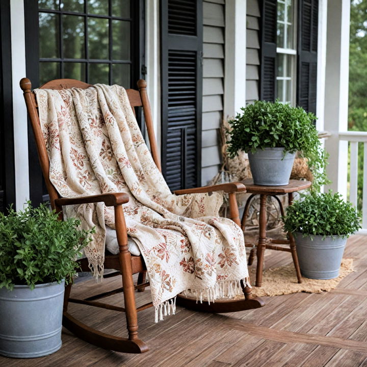 drape a quilted throw over a rocking chair