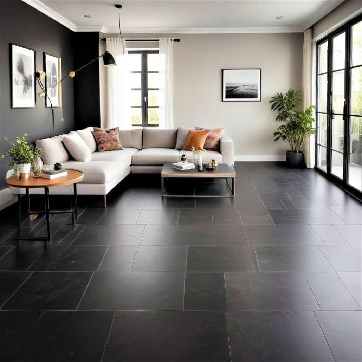 durable black floor tiles