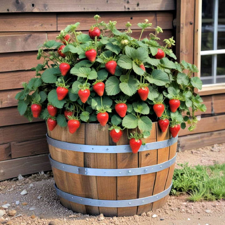 durable strawberry barrel planter