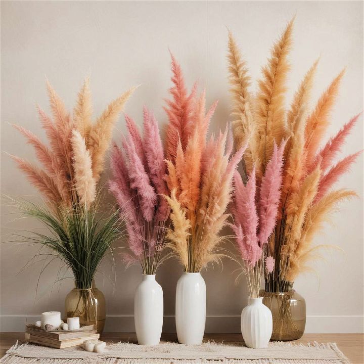 dyed pampas grass vase