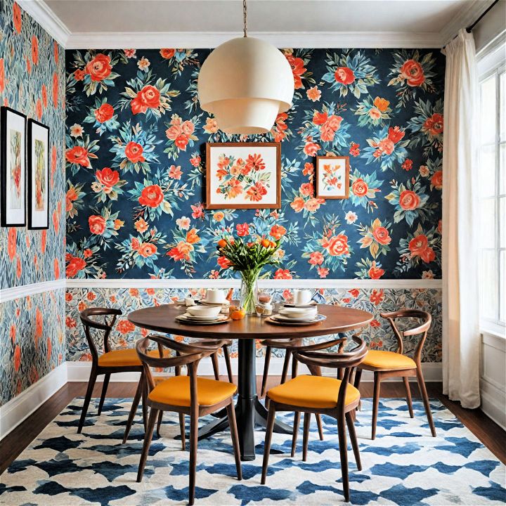 dynamic and cheerful playful dining room