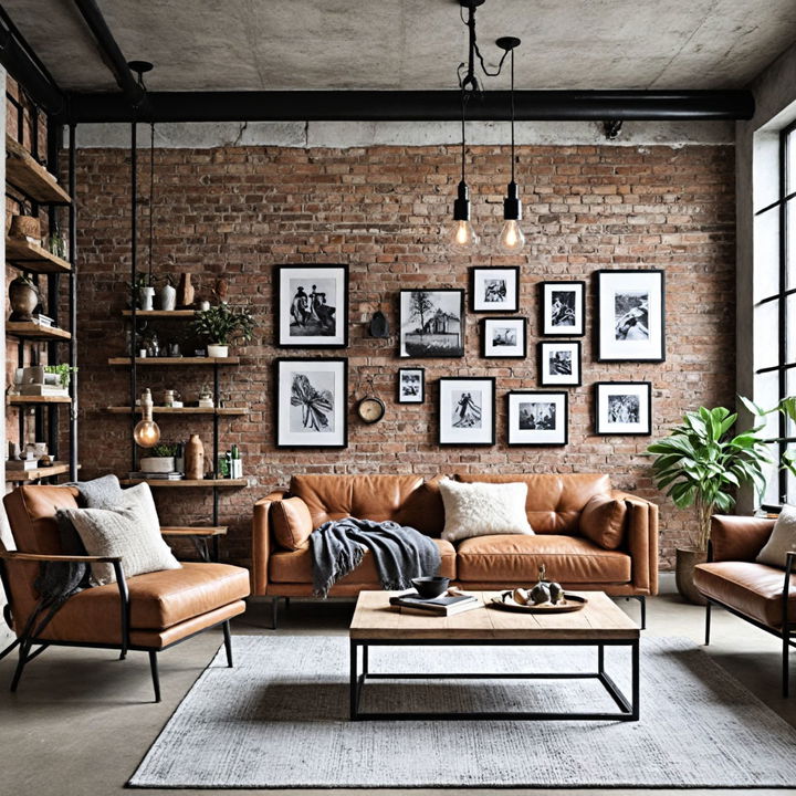 dynamic industrial chic living space