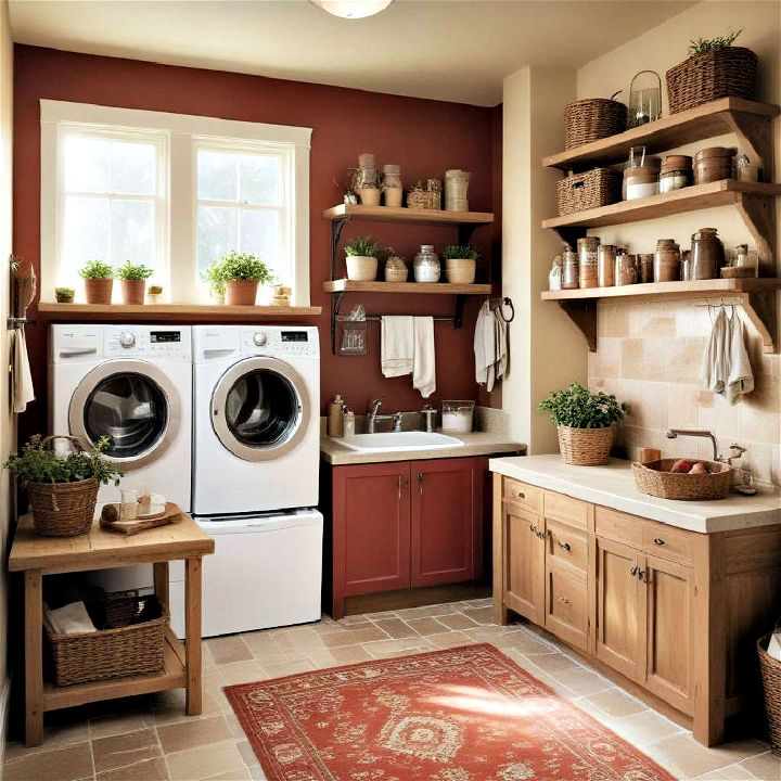 earth tone color schemes to laundry area