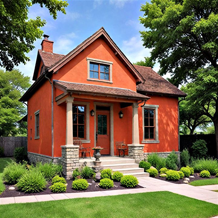 earthy and rustic firebrick exterior home