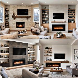 electric fireplace ideas with tv above
