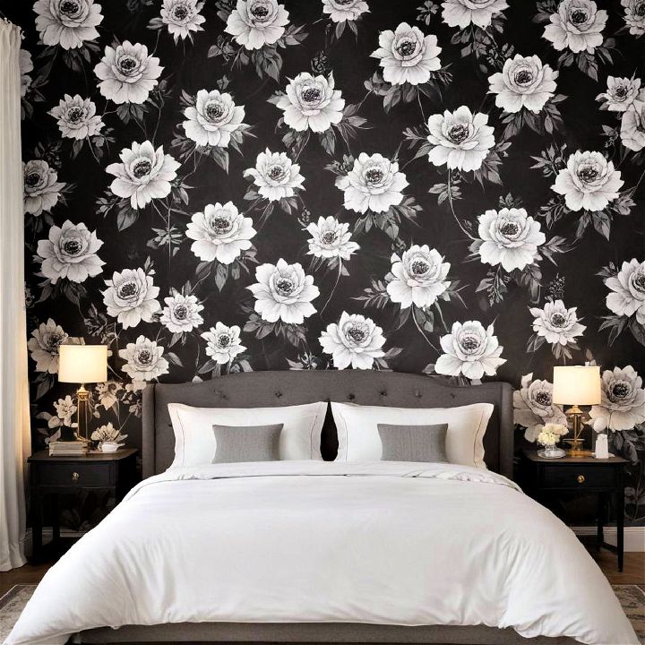 elegance black floral wallpaper