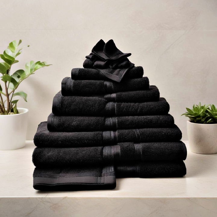 elegance black towel set