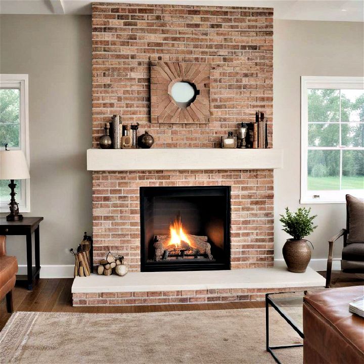 elegance brick fireplace with an integrated firebox
