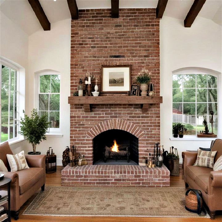 elegance brick fireplace with archway